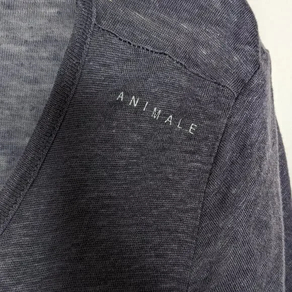 Animale Blue Short Sleeve Linen Open Front Cardigan Size M - Picture 3 of 6